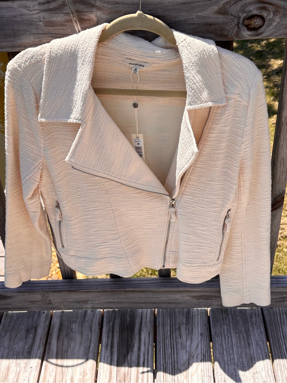 Max Studio Moto Jacket NWT Cream sizeM